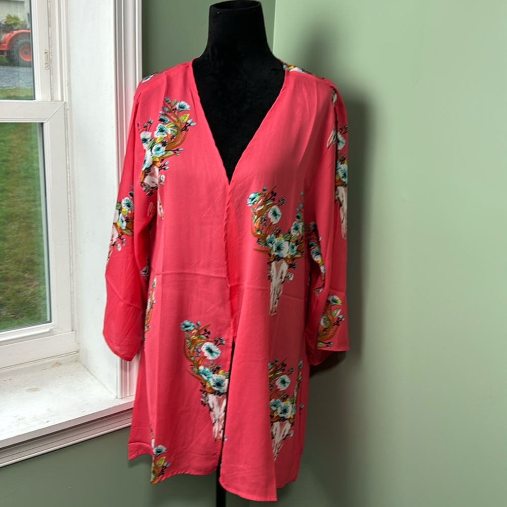 NWT Zury coral/pink sheer cardigan one size